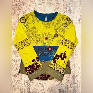 Catimini Girls Floral Embroidered Top with Sequins (Size 8)